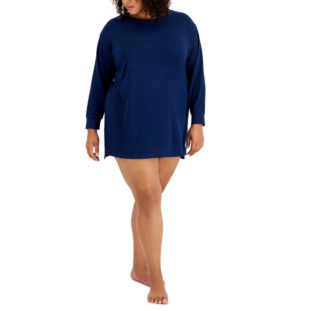 Jenni Plus Size Long Sleeve Sleepshirt, Created for Macy's - Navy Sail Size 3X